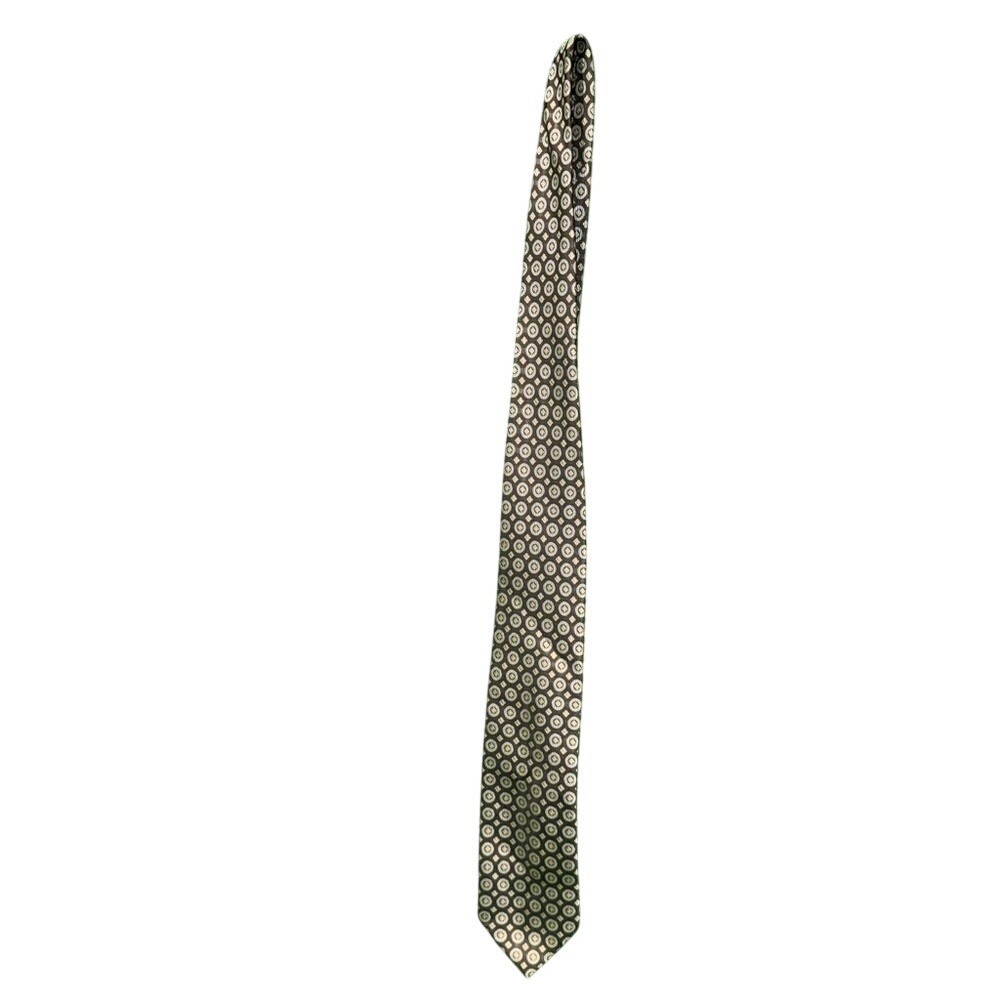 Chereskin‎ Mens Silk Tie Brown Gold Geometric Patterned Necktie Business Formal